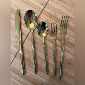 CB2 Rush Brushed Gold Flatware - service for 8